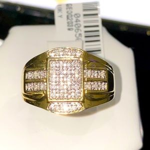 10k solid gold REAL DIAMOND men ring NOT CZ NOT PLATED free posh authenticate